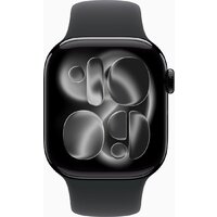 Apple Watch Series 11 42 мм (алюминиевый корпус, черный/черный, спортивный силиконовый ремешок M/L) Image #2