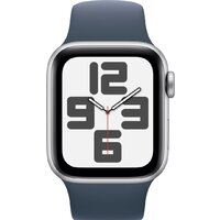 Apple Watch SE 2 40 мм (алюминиевый корпус, серебристый/грозовой синий, спортивный силиконовый ремешок M/L) Image #2